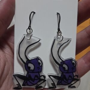 Purple and Black Cartoon Character Earrings